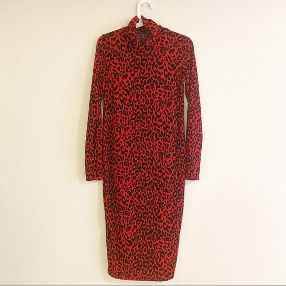 Zara red animal print bodycon dress size small - Picture 4 of 9